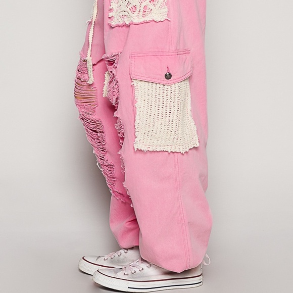 New POL Clothing Distressed Joggers Women’s Sweatpants Y2K Pink Overiszed Pants - Picture 4 of 12